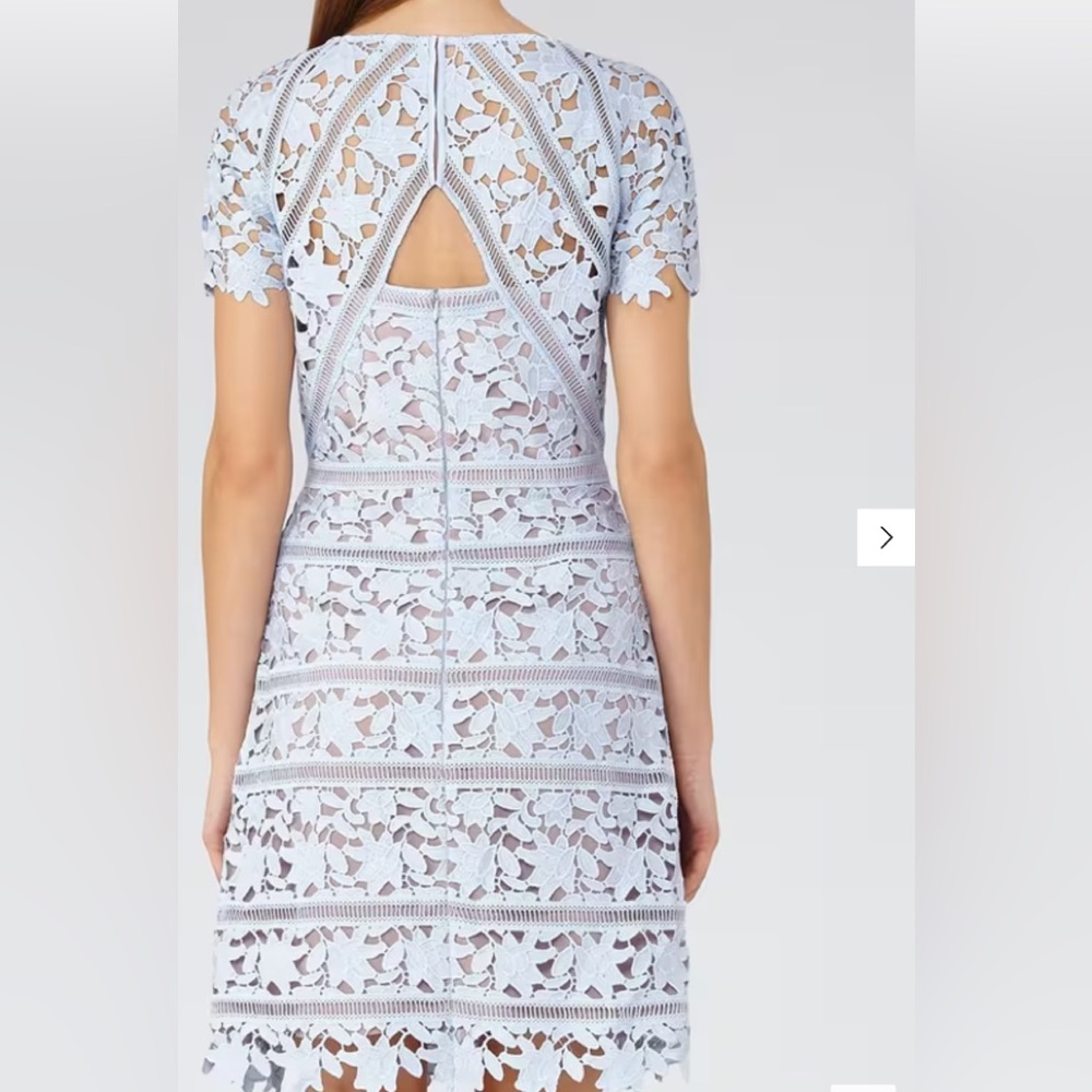 Reiss Pale Blue Floral Lace Dress 2 - Picture 2 of 8